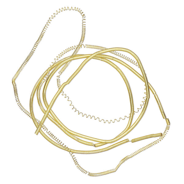 French wire, gold-plated copper, extra-heavy, 1.2mm tube. Sold per 13-1/2 to 15-inch strand. image number 0