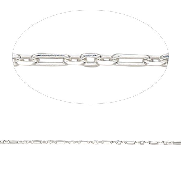 Chain, Gossamer™, sterling silver, 1.2mm figaro. Sold per pkg of 5 feet. image number 0
