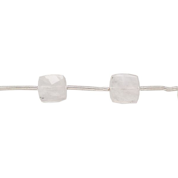 Rainbow moonstone 1pkg11, hand-cut faceted cube bead natural 6mm-8x7mm image number 0