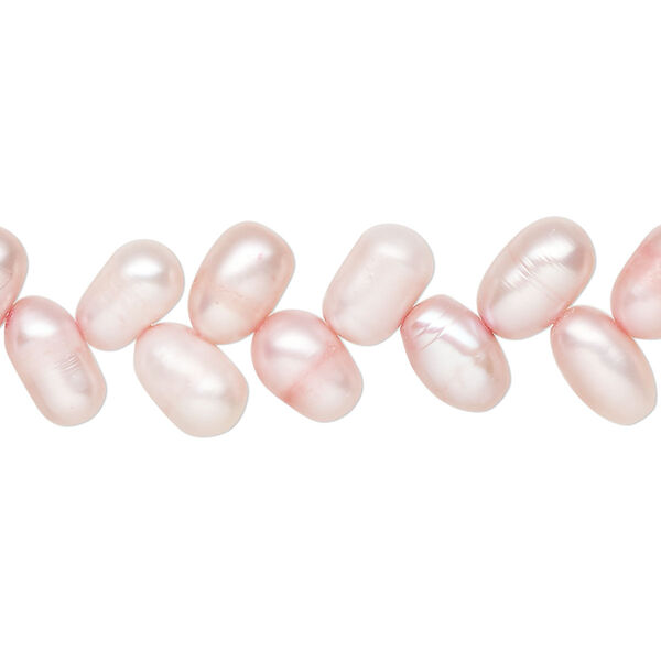 Pearl 1pkg1, cultured freshwater, rice C grade, 15 inch 8x5mm-10x7mm dyed blush image number 0