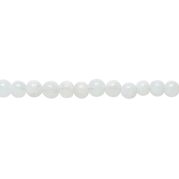 Bead, aquamarine (heated), 3-6mm graduated hand-cut round with 0.4-1.4mm hole, C- grade, Mohs hardness 7-1/2 to 8. Sold per 7-1/2 inch strand. image number 0