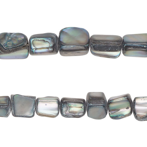 Bead, mother-of-pearl shell (dyed), dark turquoise blue, medium to large chip, Mohs hardness 3-1/2. Sold per pkg of (2) 15-inch strands. image number 0