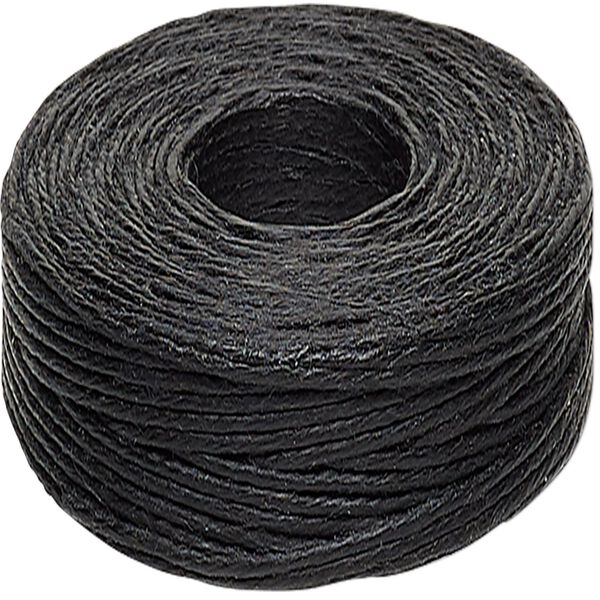 Cord, 4-ply waxed linen, black (dyed), 0.5-0.8mm, 40-pound test. Sold per 50-yard spool. image number 0