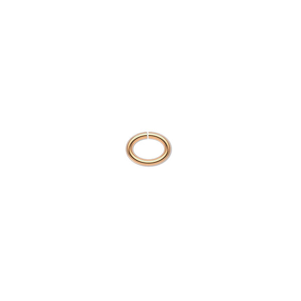Jump ring, gold-plated brass, 6.5x5mm oval, 4.6x3mm inside diameter, 18 gauge. Sold per pkg of 100. image number 0