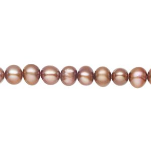 Pearl 1pkg1, cultured freshwater, semi-round C grade, 15 inch 5-6mm dyed dusty rose
