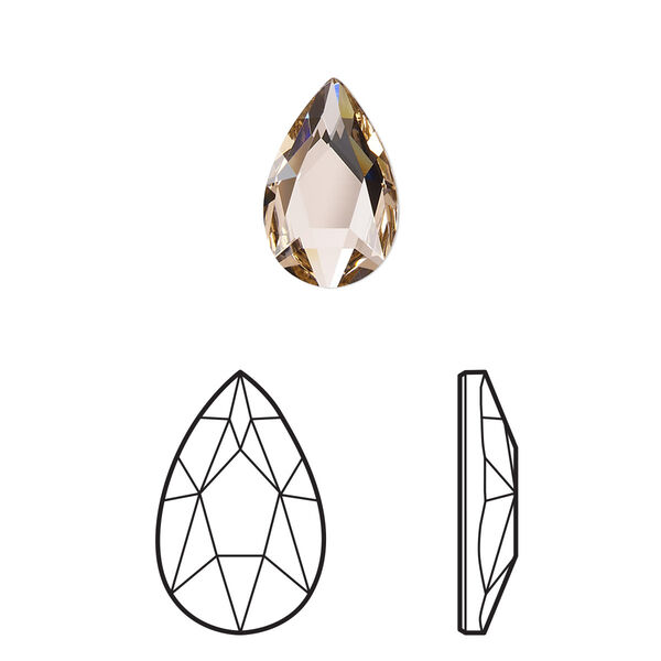 Flat back 24pk vintage rose foil back, Crystal Passions® 14x9mm pear 2303 image number 0