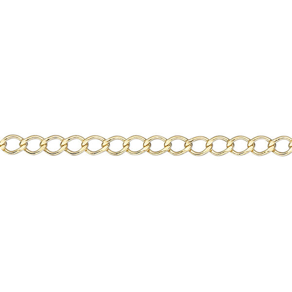 Chain, 14Kt gold-filled, 3mm flat curb. Sold per pkg of 5 feet. image number 0