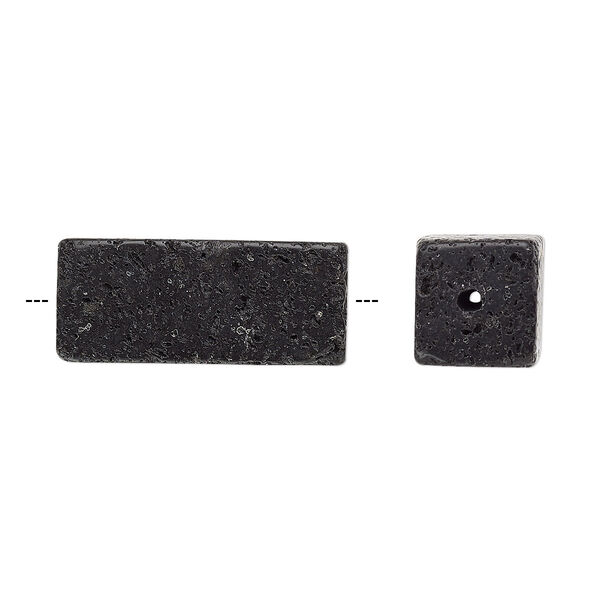 Bead, lava rock (waxed), 24.5x10mm rectangle tube, B grade, Mohs hardness 3 to 3-1/2. Sold per pkg of 2. image number 0