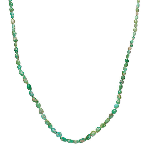 Bead, turquoise (dyed / stabilized), green, small to large graduated hand-cut pebble with 0.4-1.4mm hole, Mohs hardness 5 to 6. Sold per 15-1/2" to 16" strand. image number 0