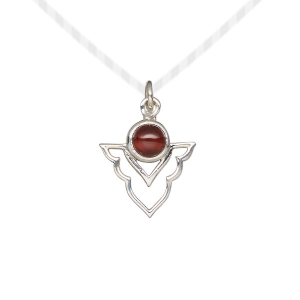Garnet / sterling silver 1pkg1, antiqued open arrowhead drop natural 15.5x14mm image number 0