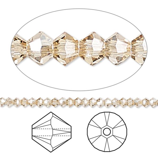 Bead 1440pk crystal golden shadow, Swarovski® 2.5mm XILION bicone 5328 image number 0