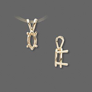 Pendant, Sure-Set™, 14Kt gold, 10x5mm with 4-prong marquise basket setting. Sold individually.