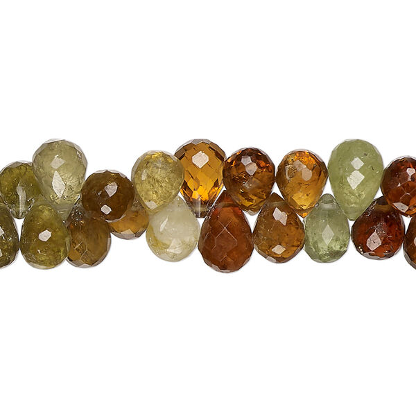 Bead, grossularite garnet (natural), 8x5mm-10x6mm hand-cut top-drilled micro-faceted teardrop, B+ grade, Mohs hardness 6-1/2 to 7-1/2. Sold per 8-inch strand, approximately 70 beads. image number 0