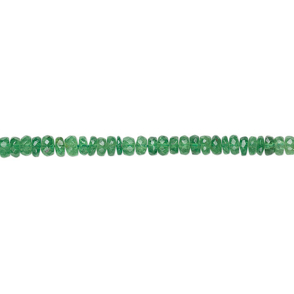 Bead, tsavorite garnet (natural), 2x1mm-4x2mm graduated faceted rondelle, B grade, Mohs hardness 7 to 7-1/2. Sold per 15-1/2" to 16" strand. image number 0