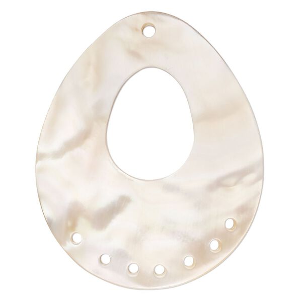 Focal, shell (natural), 56x45mm domed teardrop, Mohs hardness 3-1/2. Sold individually. image number 0