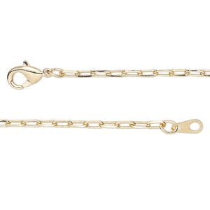 Chain 1pkg1 paperclip, 2.3mm / lobster claw clasp, gold-finished brass 24 inch