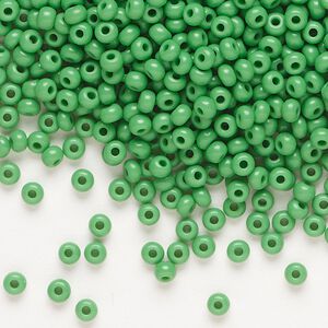 Seed bead, Preciosa Ornela Czech glass, pkg/50g, #8 rocaille, opaque green, (53250).