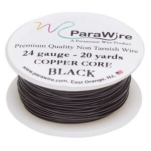 Wire, ParaWire™, black enamel copper, round, 24 gauge. Sold per 20-yard spool.