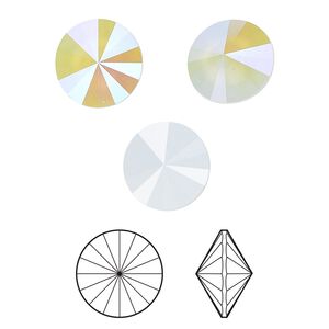 Chaton 2pk crystal powder blue AB, Crystal Passions® 12mm rivoli 1122