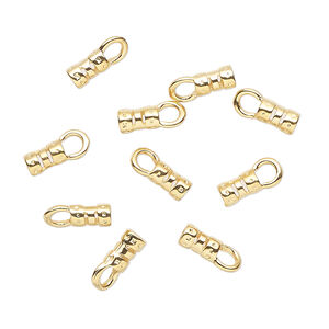 Crimp end 1pkg10 gold-plated, 5.5x3.5mm tube / loop / 2mm inside diameter, brass