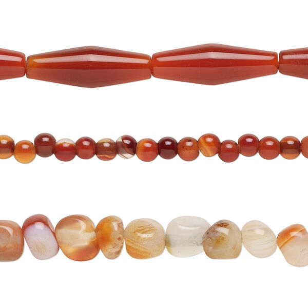 Red agate 1pkg3, mixed shape bead C grade, 15 inch mix 3mm-19x9mm image number 0