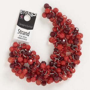 Component, acrylic and steel, opaque and translucent red and burgundy, 8mm faceted round. Sold per 15-inch strand.