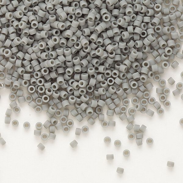 Seed bead, Delica®, glass, pkg/7.5g, #11 round, opaque matte grey (DB-0761). image number 0
