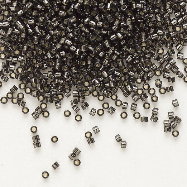 Seed bead, Delica®, glass, pkg/250g, #11 round, transparent silver-lined dark grey (DB-0613). image number 0
