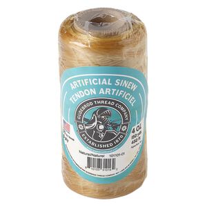 Cord, Gudebrod, imitation sinew, natural, 3mm 5-ply, 70-pound test. Sold per 450-foot spool.