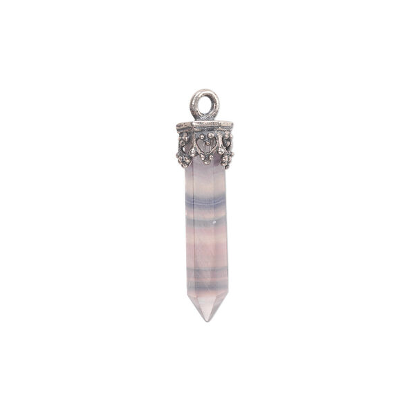 Drop, fluorite (natural) and sterling silver, 20x3mm-24x4mm hand-cut point. Sold individually. image number 0