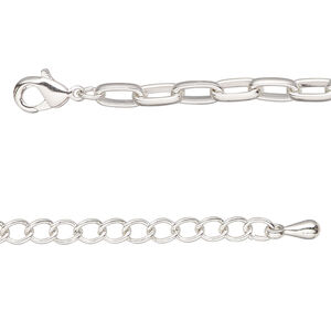 Chain 1pkg1 silver-plated, paperclip 4mm / lobster claw clasp, steel 18 inch