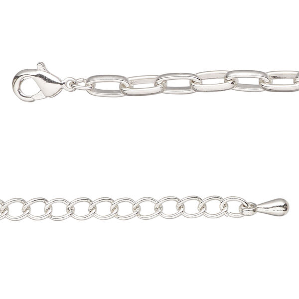 Chain 1pkg1 silver-plated, paperclip 4mm / lobster claw clasp, steel 18 inch image number 0
