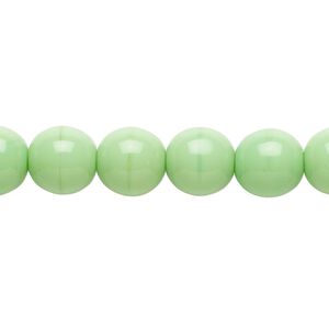Bead, Czech glass druk, opaque green, 10mm round. Sold per 15-1/2" to 16" strand.