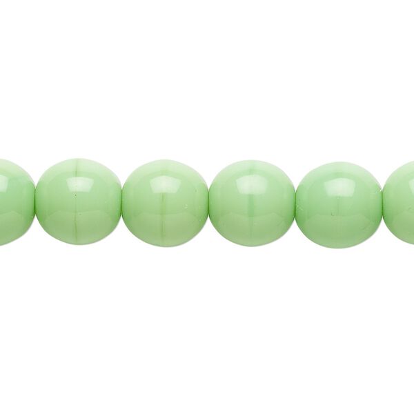 Bead, Czech glass druk, opaque green, 10mm round. Sold per 15-1/2" to 16" strand. image number 0