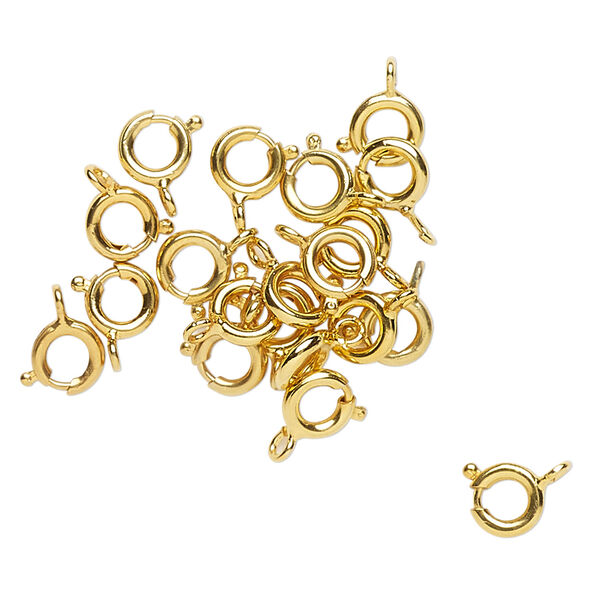 Clasp springring steel 20pk 6mm round, antique gold finish image number 0
