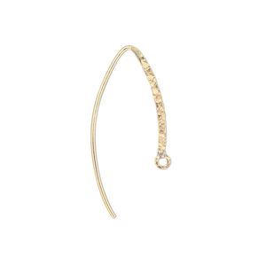 Ear wire 1pkg2 14Kt gold-filled, 20mm textured flat marquise / round wire / closed loop, 20 gauge 1 pair