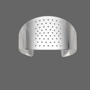 Bracelet component, cuff, silver-plated brass, 1-1/2 inches wide with 59 holes, adjustable from 7-1/2 to 8 inches. Sold individually.