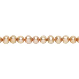 Freshwater pearl 1pkg1, semi-round, 15 inch sienna 3-4mm cultured