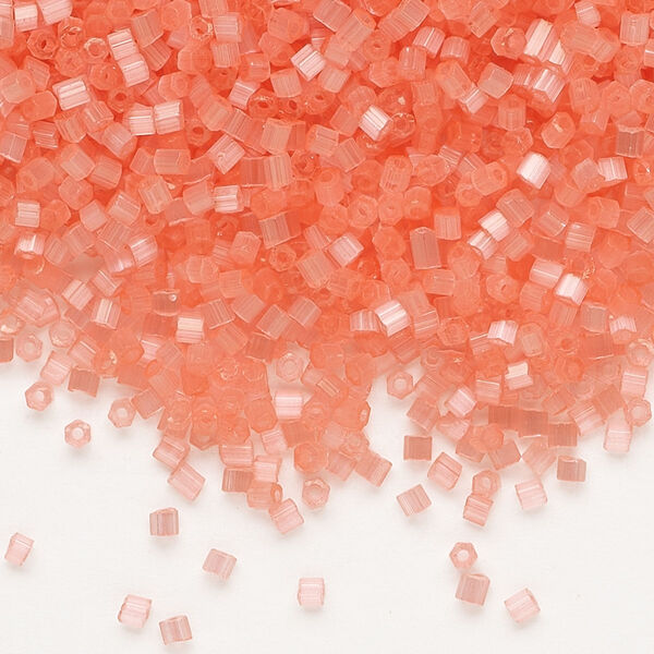 Seed bead, Preciosa Ornela Czech glass, pkg/50g, #11 2-cut hex, translucent solgel dyed satin rose, (05191). image number 0