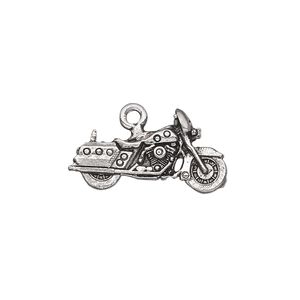 Charm, antiqued pewter (tin-based alloy), 23x12mm motorcycle charm, fully dressed. Sold per pkg of 2.