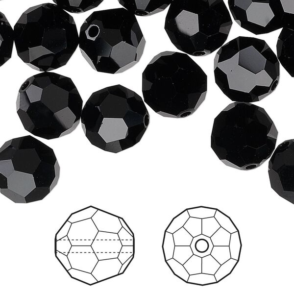 Bead 144pk jet, Swarovski® 10mm round 5000 image number 0