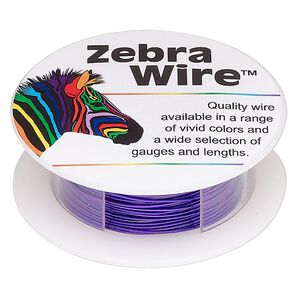 Wire, Zebra Wire™, color-coated copper, violet, 22 gauge. Sold per 15-yard spool.