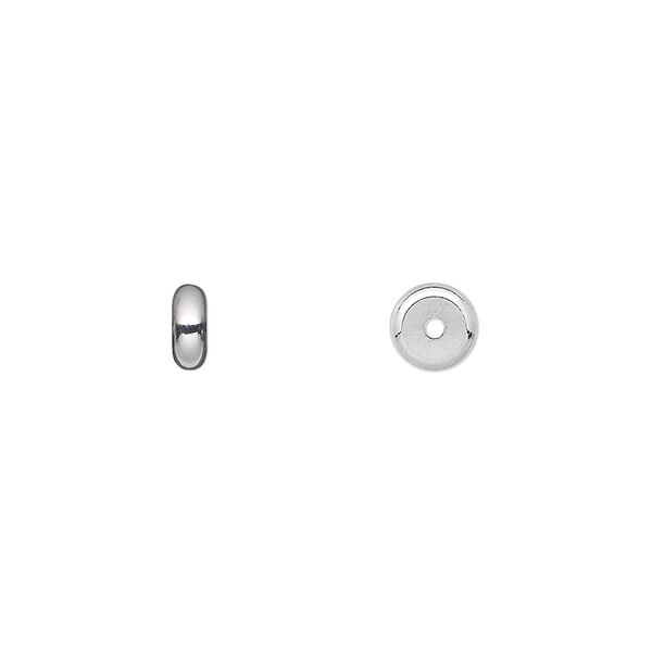 Bead, silver-plated brass, 6x2mm heishi. Sold per pkg of 100. image number 0