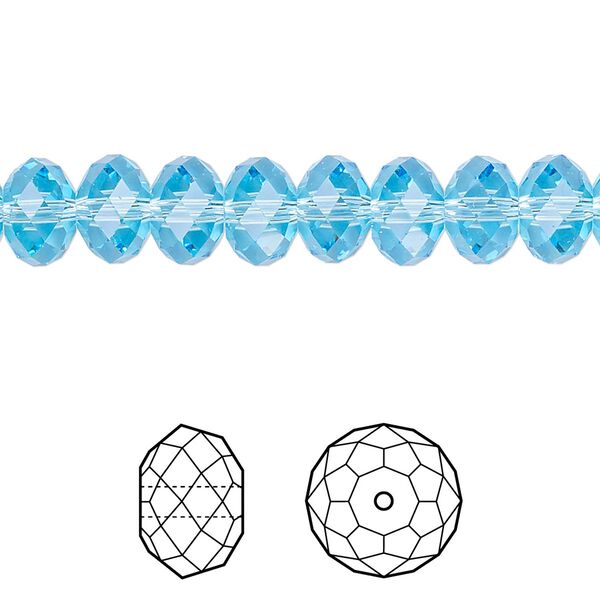 Bead 144pk aquamarine, Crystal Passions® 8x6mm rondelle 5040 image number 0