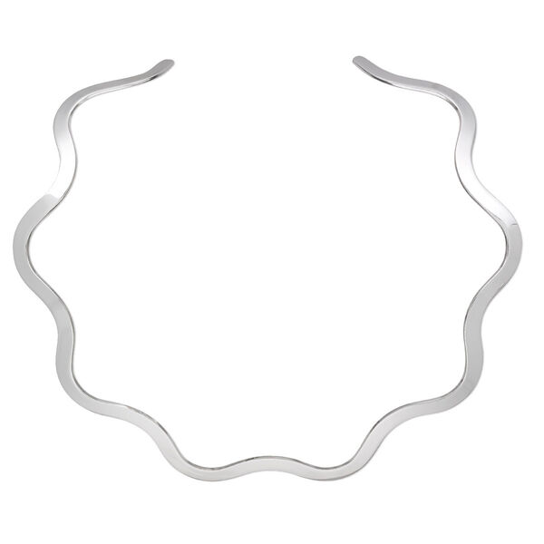Neckwire, silver-plated brass, 5mm flat wavy, 15 inches. Sold individually. image number 0