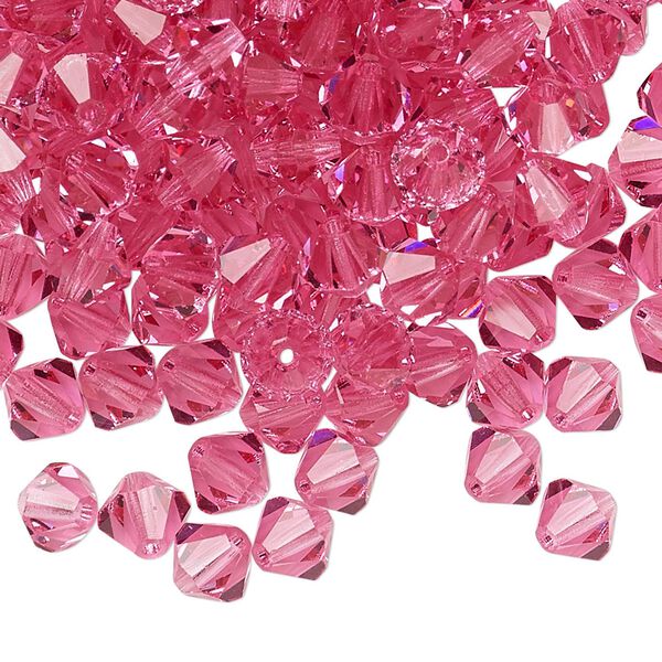 Bead 24pk rose, Preciosa Czech crystal 6mm bicone image number 0