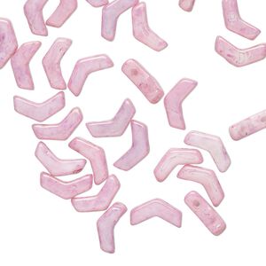 Bead, Preciosa, Czech pressed glass, opaque pink luster, 8.5x4.5mm double-drilled chevron. Sold per pkg of 30.