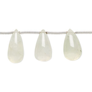 Prehnite 1pkg17, hand-cut top-drilled teardrop bead natural graduated 10x6mm-15x9mm