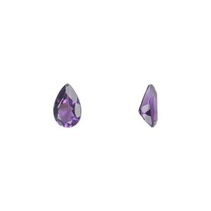 Amethyst 1pkg1, hand-cut faceted pear gem natural 8x5mm