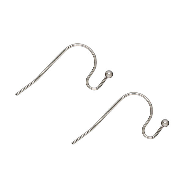 Ear wire, stainless steel, 8mm fishhook with 2mm ball, 21 gauge. Sold per pkg of 10 pairs. image number 0
